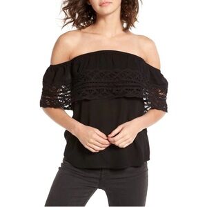 Socialite Black Off-Shoulder Lace Blouse